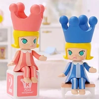 original pop mart molly happy little train party series blind box toys model confirm style surprise box cute anime figure gift