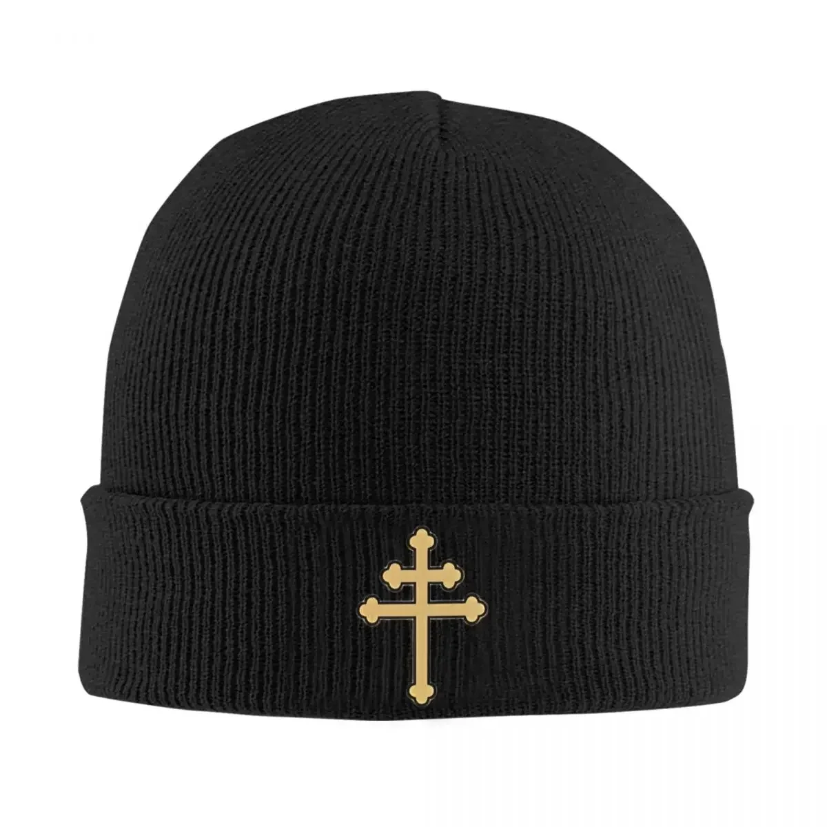 Cross Of Lorraine Anjou Золотая вязаная шапка Женская и мужская Skullies Осенне-зимняя