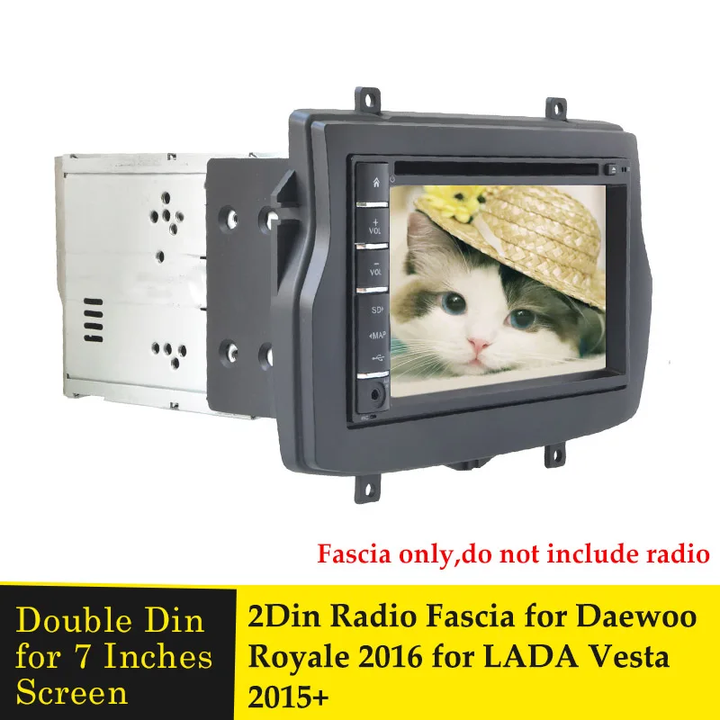 

2 Din Car Radio Fascia for Daewoo Royale for LADA Vesta 2015+ Stereo Frame Dash Trim Kit Refitting Mount Install Bezel Faceplate