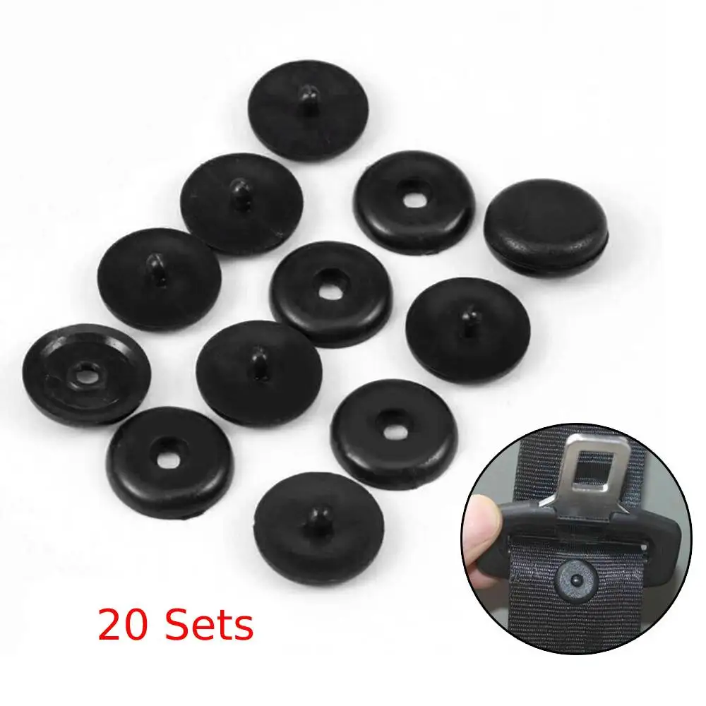 

20/10/4pcs Seat Belt Button Buckle Stop - Universal Fit Stopper Kit Black Seat Belt Button Buckle Retainer Plug Kit Accessory