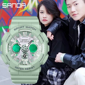 SANDA Brand Fashion Men Watches Sports Military Quartz Watches Men Waterproof S Shock Dual Display Clock Relogio Masculino Other Image