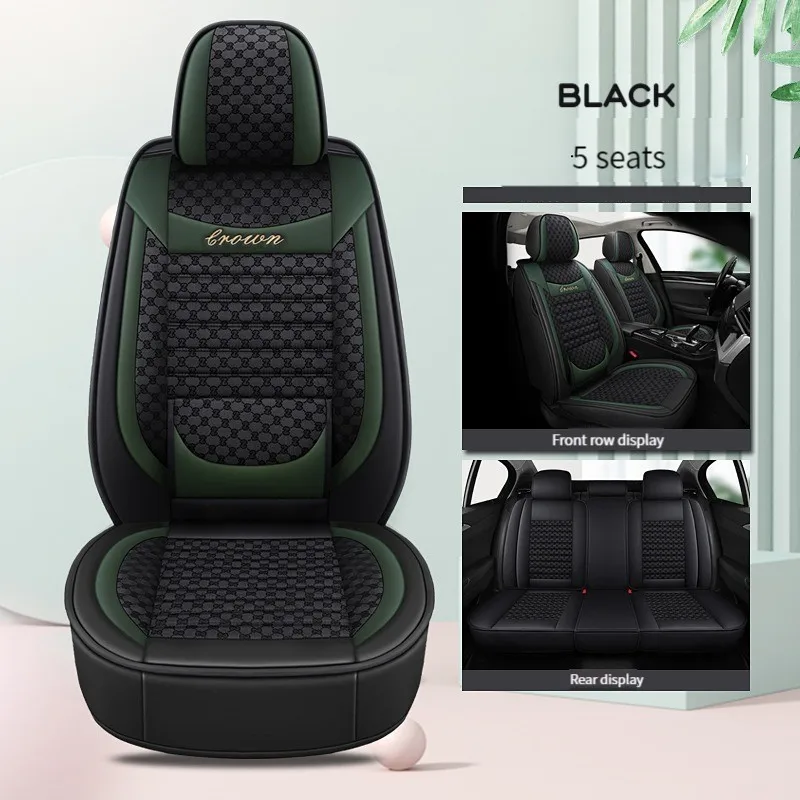 

5 Piece Set Universal Leather Flax Splicing Car Seat Cover Fit Volvo S60L S90/XC60/XC90/V50/V60/XC40 /CX70 Accessories Protector