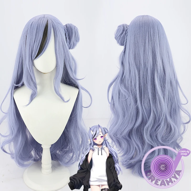 

Rindou Mikoto Vtuber Cosplay Wig 90cm Long Purple Black Mixed Wavy Bun Synthetic Hair Halloween Carnival Role Play + Wig Cap