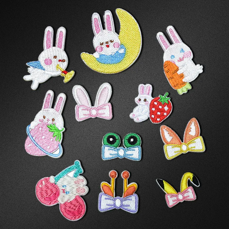 

Cartoon Bow Cute Bunny Embroidery Patch Stick-On Girls Clothing Bags Shoes Hats DIY Decorative Accessories