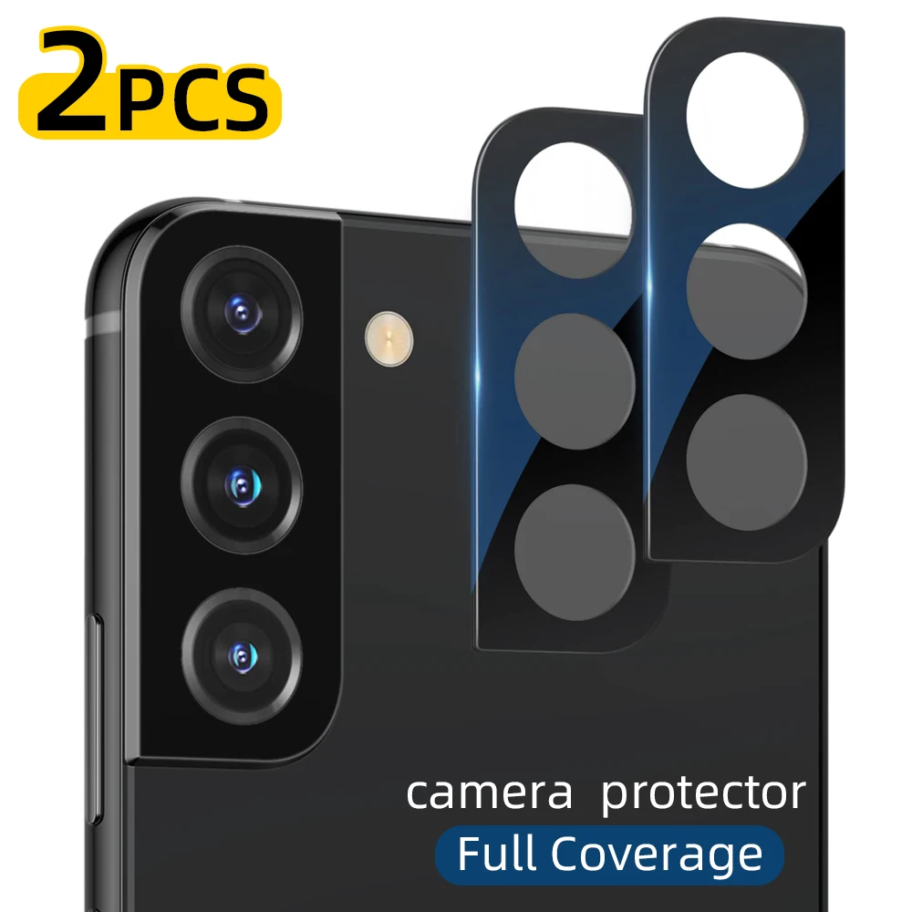 

2PCS Pack for Samsung Galaxy S22/S22+ Plus Camera Lens Protector 9H Hardness Scratch Resistant Tempered Glass Large Arc Black