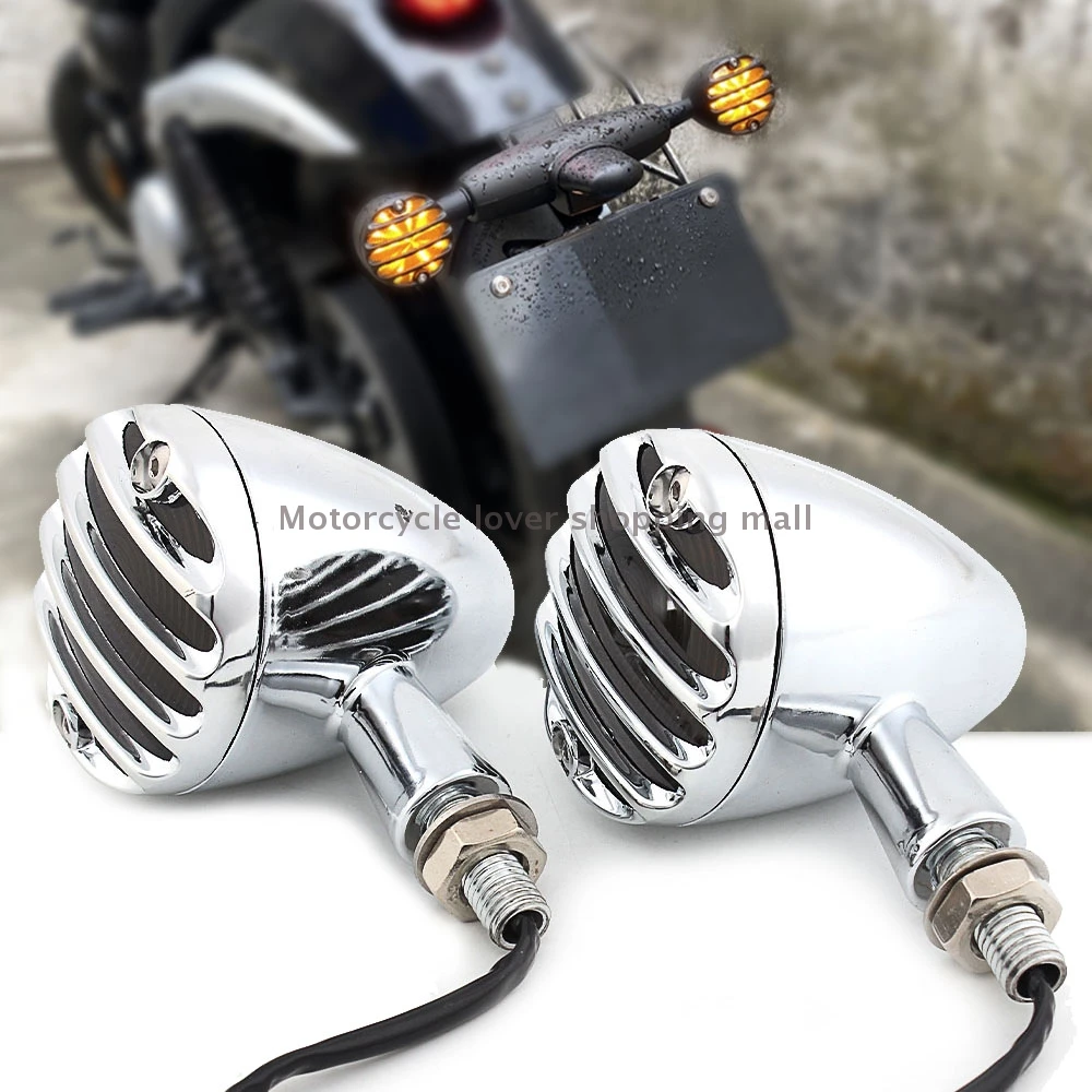 

Универсальная хромированная крышка для радиатора мотоцикла в стиле ретро указатели тормоза Сигналы поворота светодиодные индикаторы для Harley Honda Yamaha