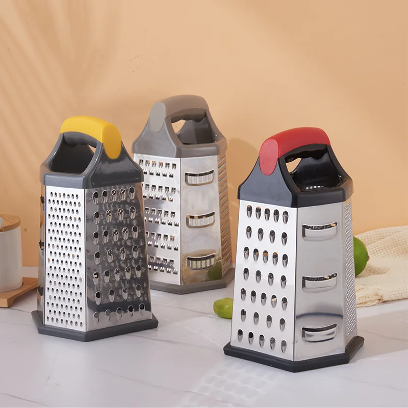 

4 Side Stainless Steel Grater Slicer For Cheese Vegetables Ginger With Container