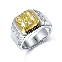men rings mens ring 925 sterling silver 3 0 carat radiant cut yellow moissanite charm diamond jewelry for male