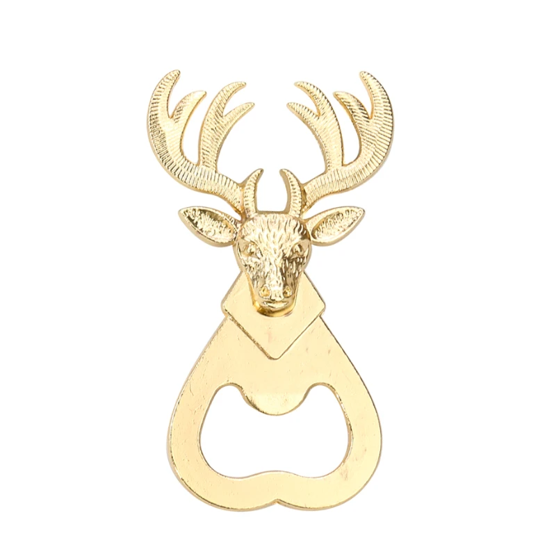 

Gold Metal Reindeer Head Bottle Opener Christmas Festival Milu Deer Beer Bar Drink Kitchen Supplies Woman Man male Home Gift