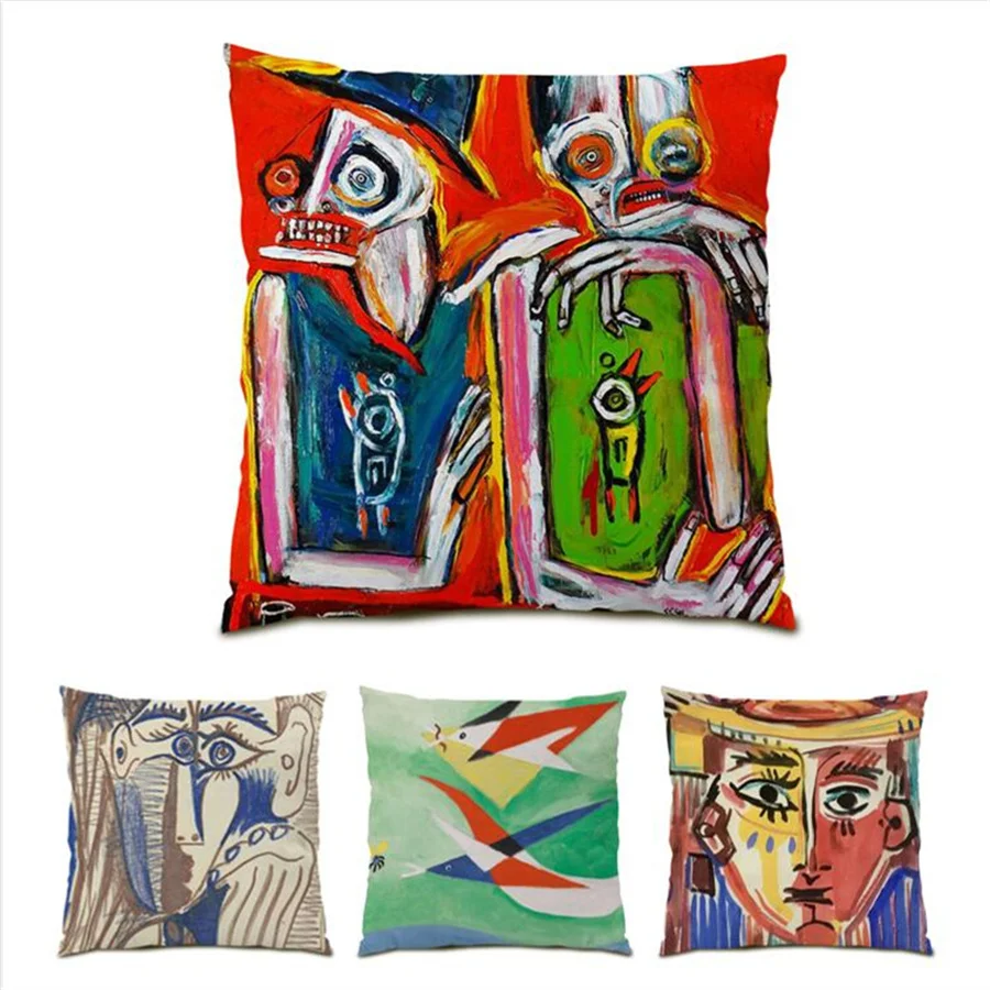 

New Home Decoration Polyester Linen Velvet 45x45 Cushions Covers Simple Sofa for Living Room Abstract Pattern Pillow Cover E0193