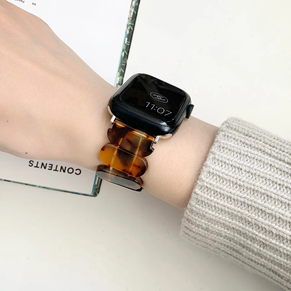 Resin Elastic Strap For Apple Watch Band 41mm 40mm 49mm 45mm 38mm 44mm Women Bracelet iwatch Series 8 7 6 se 5 4 3 ultra Correa