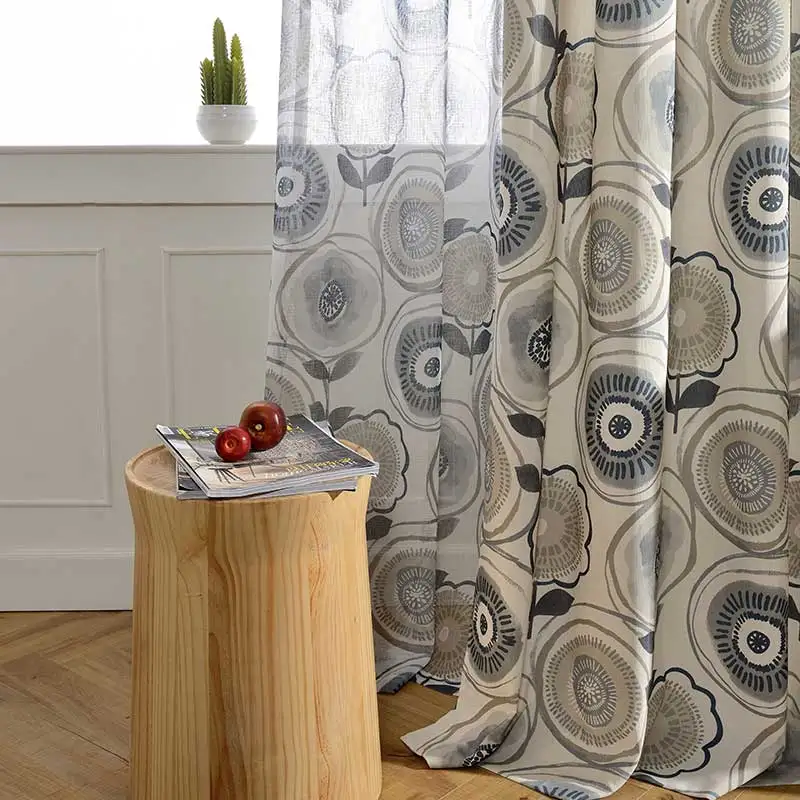 

Modern Printed Blackout Curtains For Bedroom Floral Cotton Thick Curtain Window For Living Room Kitchen Blind Drapes Ready Made