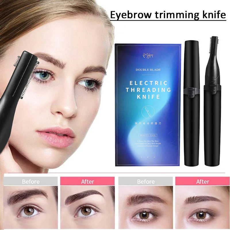 

Electric Eyebrow Razor Double Blades Eyebrow Trimmer with Comb Painless Women Hair Remover Eyebrow Razor for Arm Leg Bikini Area