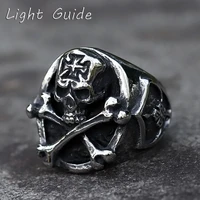 2022 new mens 316l stainless steel rings retro cross skull punk hip hop rings for teens jewelry gifts free shipping