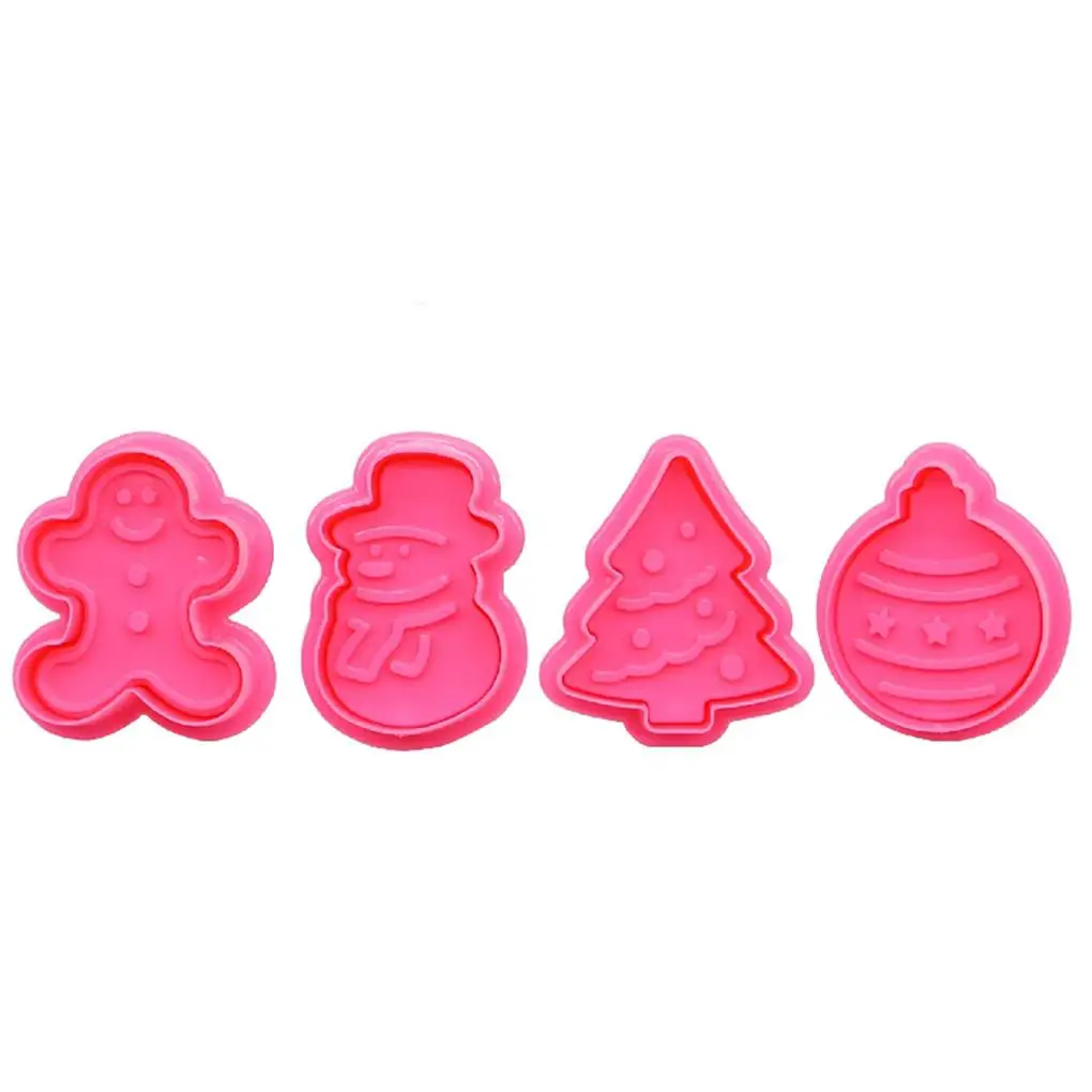 

4pcs/set Food Grade ABS Biscuit Mold Spring Cutting Mold Cookie Moulds DIY Food Fondant Baking Mould Tool Christmas Tree Snowman