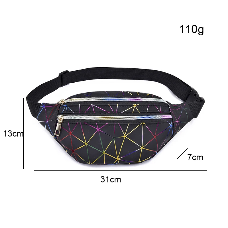 Fashion Geometric Sports Running Waterproof Waist Bag Sling Crossbody Custom Holographic Fanny Pack Waist Belt Pack Travel