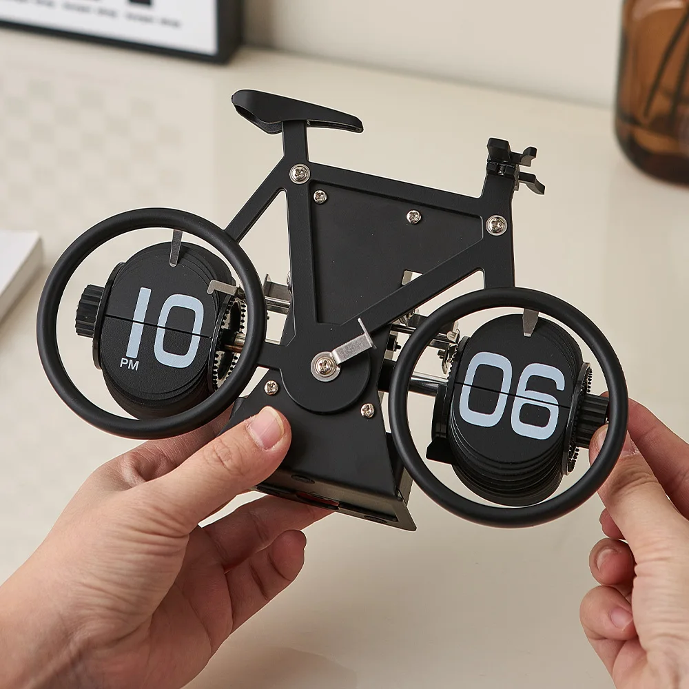 

Европейские креативные настольные часы с откидной крышкой, настольные часы с откидной крышкой для велосипеда в стиле ретро, механические автоматические часы из нержавеющей стали, домашний декор