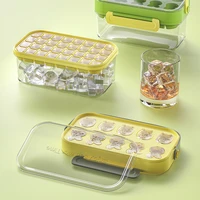 large capacity silicone ice tray household ice cube mold ice storage ice making box with lid portable cartoon diy ice tray