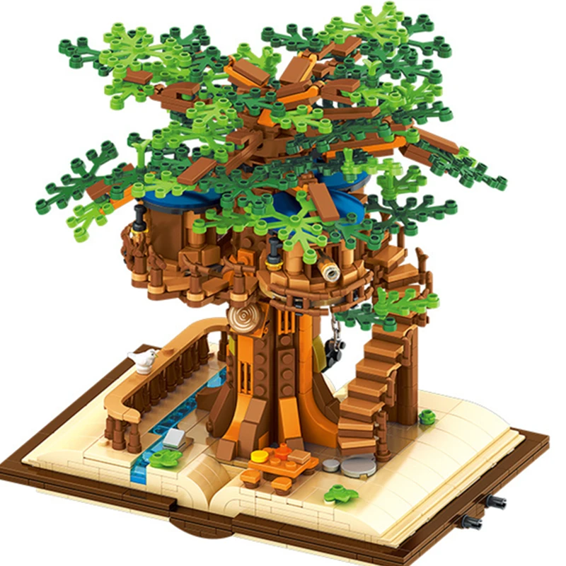 Bloques de construcción Moc para niños, juguete de ladrillos para armar casa del árbol de la selva, libro mágico para las cuatro estaciones, modelo clásico, 2022