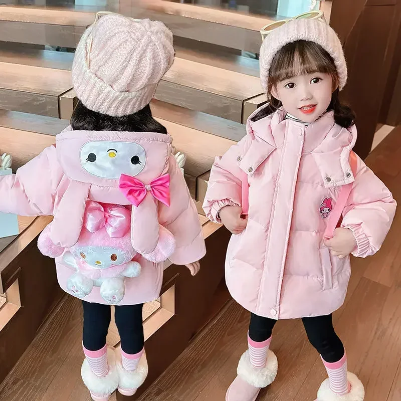 Женский теплый пуховик с сердечками Kuromi из аниме Моя Мелодия симпатичный