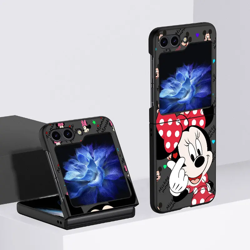 

Милый чехол с Микки Маусом для Samsung Galaxy Z Flip 4 3 5G Черный Твердый чехол для сотового телефона ZFlip5 прозрачный роскошный Поликарбонат