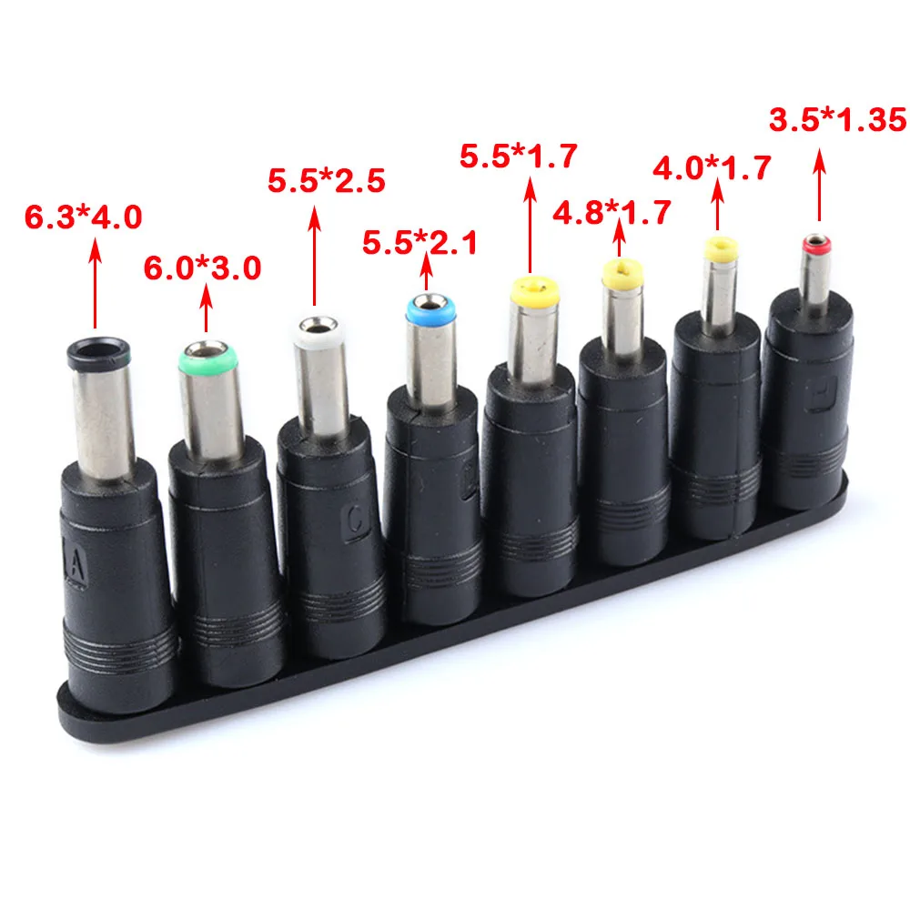 

8 in 1 5.5 * 2.1 MM DC Power Jack Female Plug Adapter Connector to 6.3 6.0 5.5 4.8 4.0 3.5 2.5 2.1 1.7 1.35 Male Tips adaptor