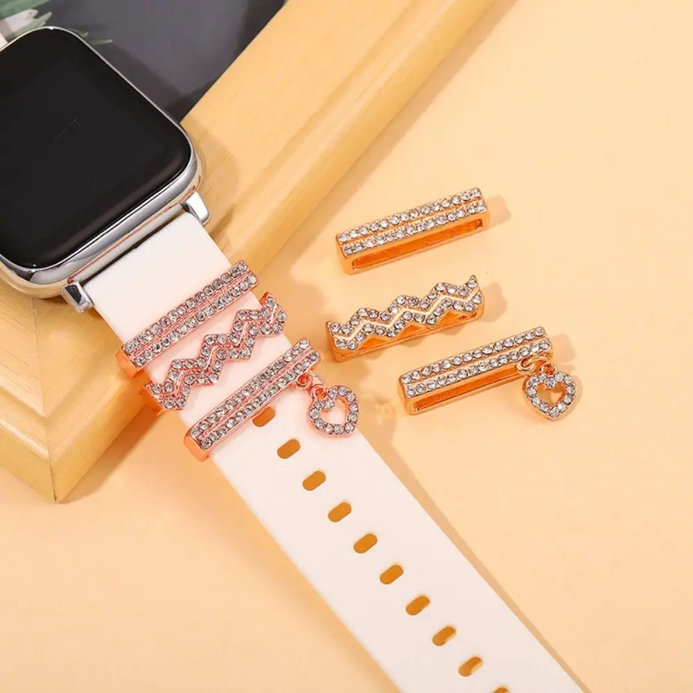 

New Charms Smart Watch Ring Diamond Ornament Metal Water Ripples Watch Decorative Ring For Apple Watch Band