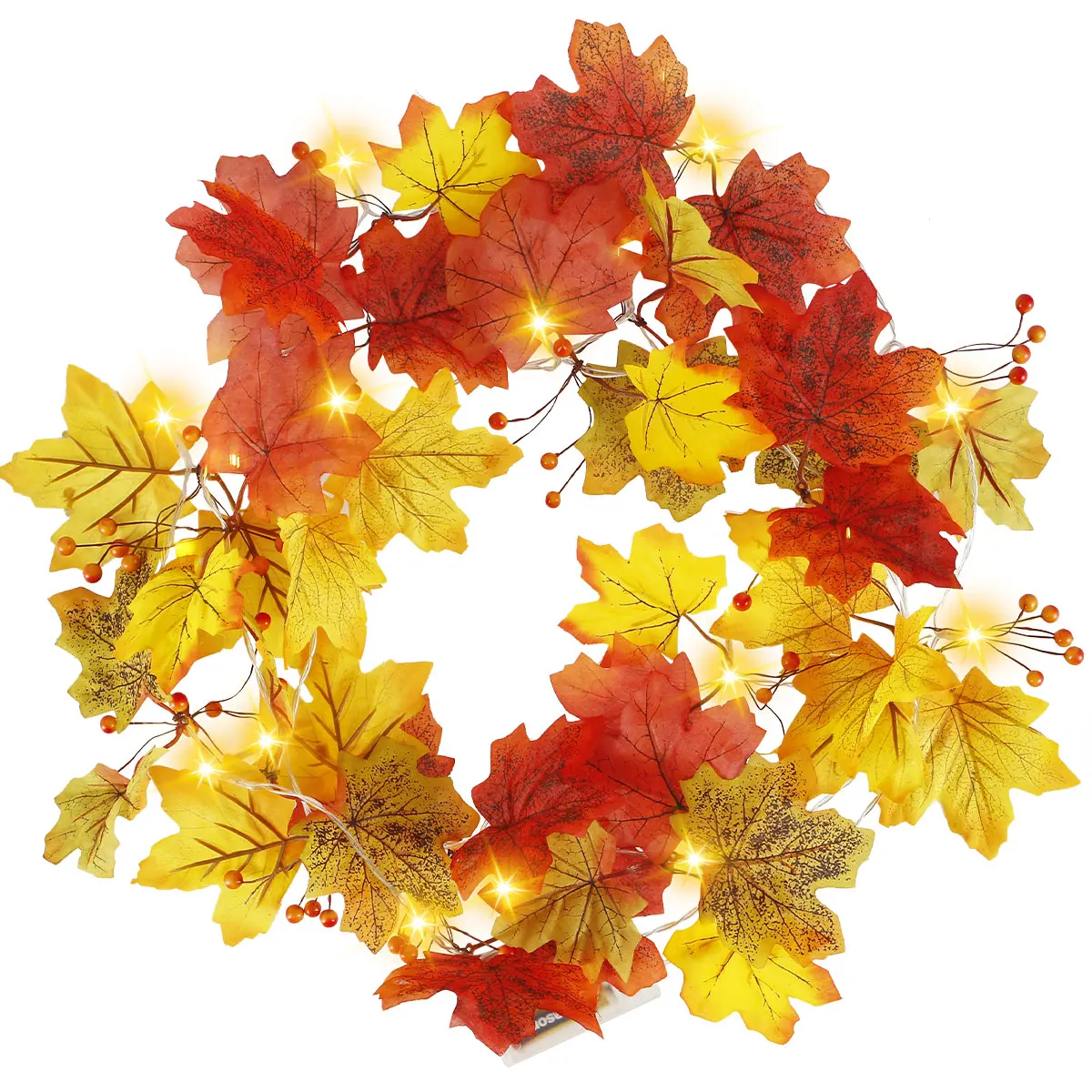 

NEW Maple Leaves String Lights Fall Leaf Garlands Light Total 9.8Ft 20LED Lights with 2 Modes Battery Operated Autumn Maple
