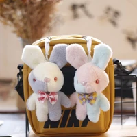 cute color blocking rabbit plush toy kawaii clown multicolor rabbit doll pendant keychain doll toy holiday gift