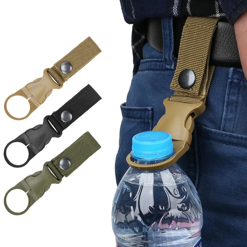 Molle-mosquetones con hebilla para mochila, soporte para colgar botellas de agua, para acampar al aire libre, senderismo, escalada