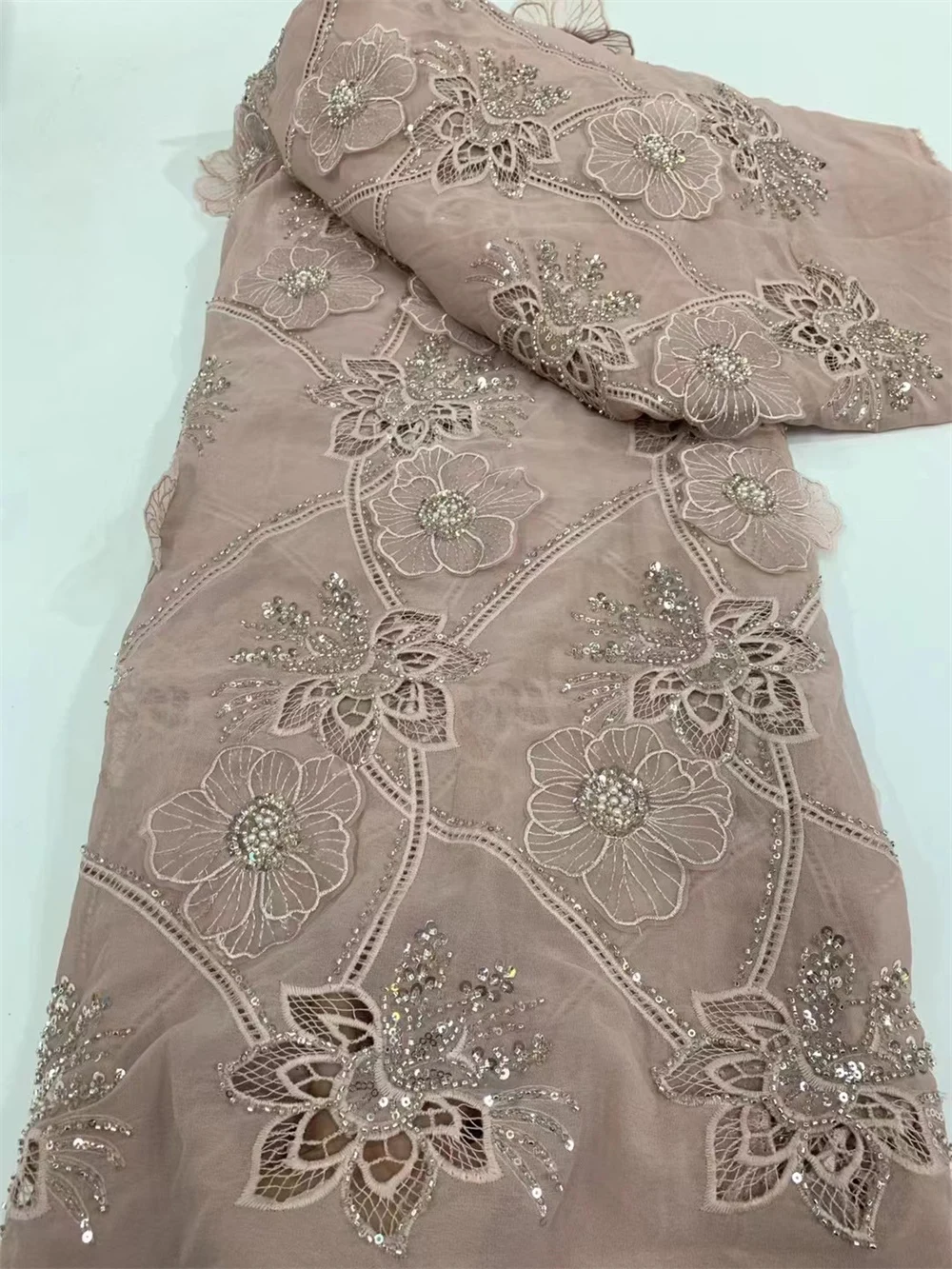 Африканская шифоновая кружевная ткань 2024 Высококачественный кружевной материал