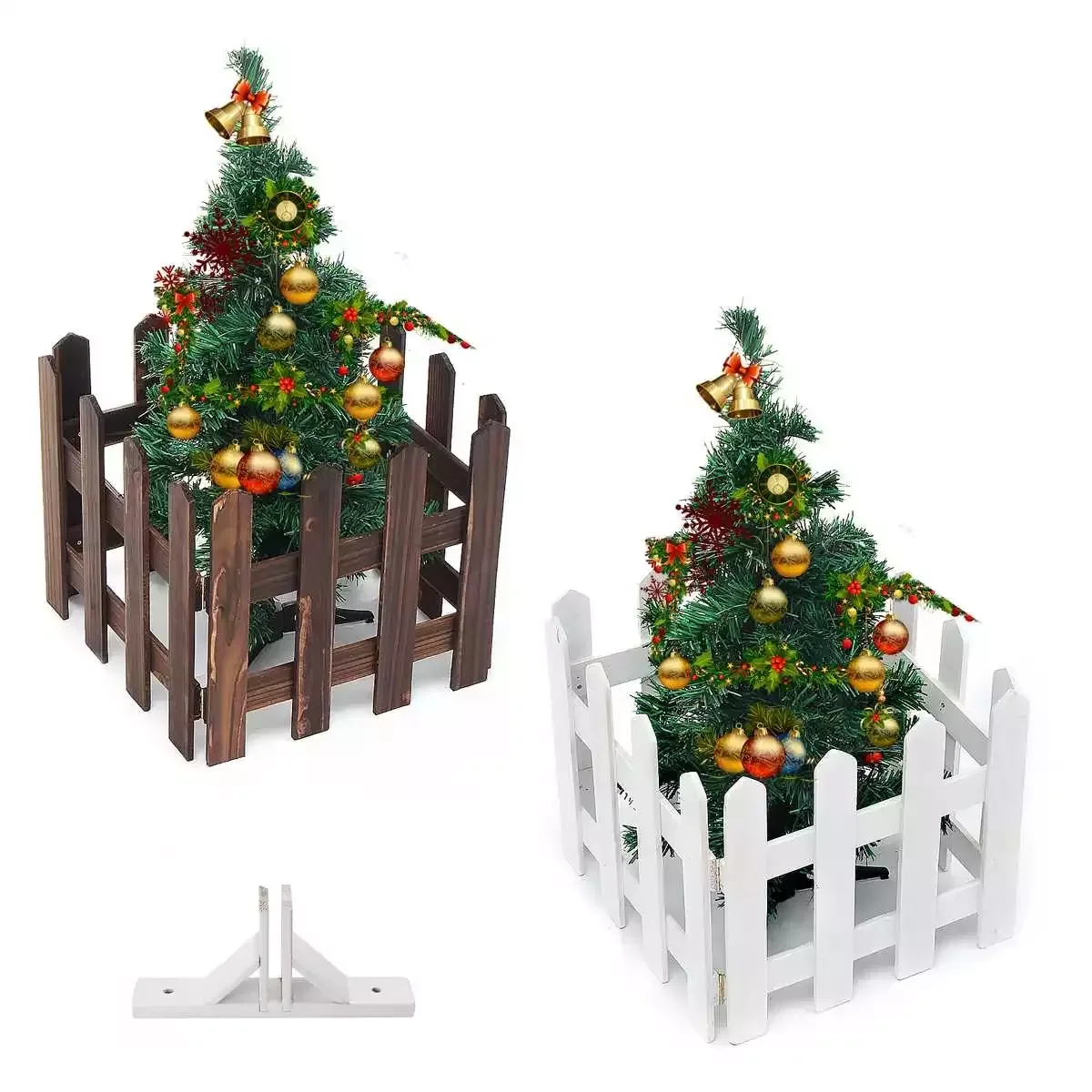 

160x30cm Wood Fence for Christmas Tree DIY Fairy Garden Micro Dollhouse Christmas Tree Gates Decorations Ornament House Lattice