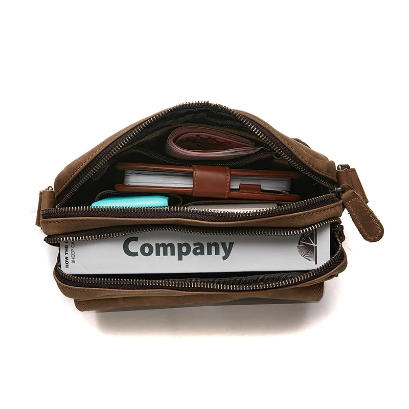 Luxury Genuine Cow Leather Men Shoulder Messenger Bag Retro Casual Crossbody Bag For Male Business Travel Small Bag