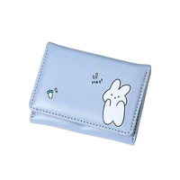 2022 new short leather womens small wallet cartoon kawaii wallet fresh style students wallets trifold slim purse for girls