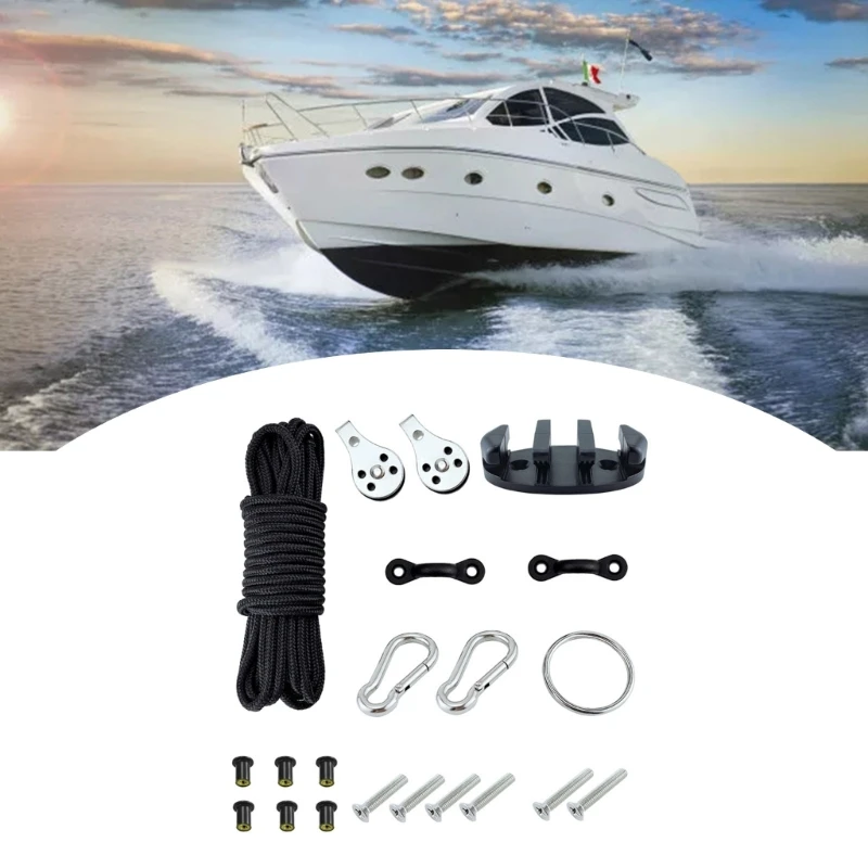 Canoe Anchors Set Easy Installation Marine Kayak Anchors Trolley System Adjustable Rope Length Gtws