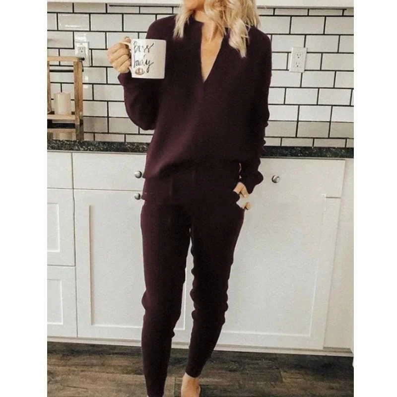 Lugentolo костюм из двух предметов для женщин отдыха дома полосы с длинным рукавом