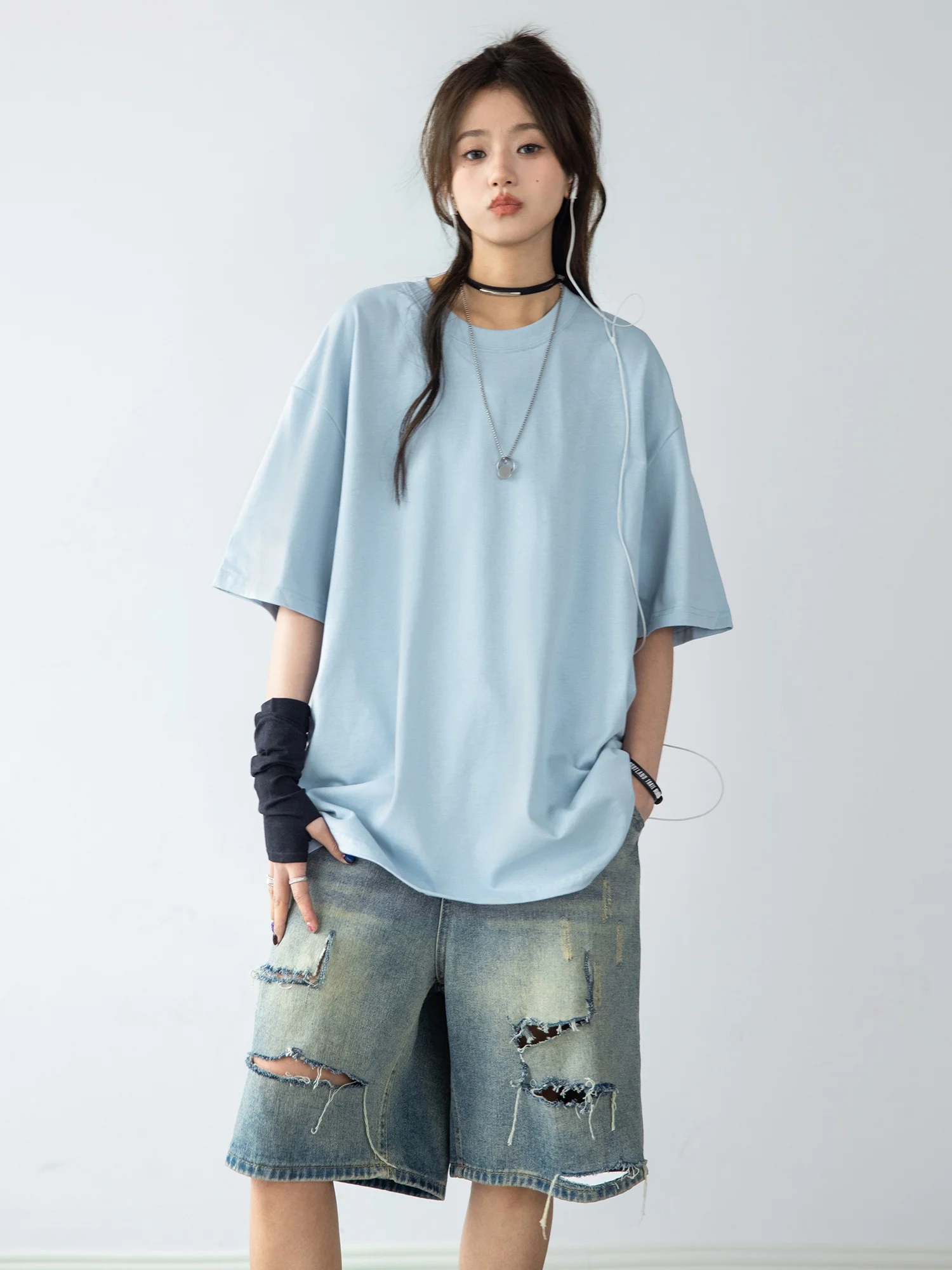 Белая женская футболка 2024 новинка Sle Cold Series высококачественный чистый круглый