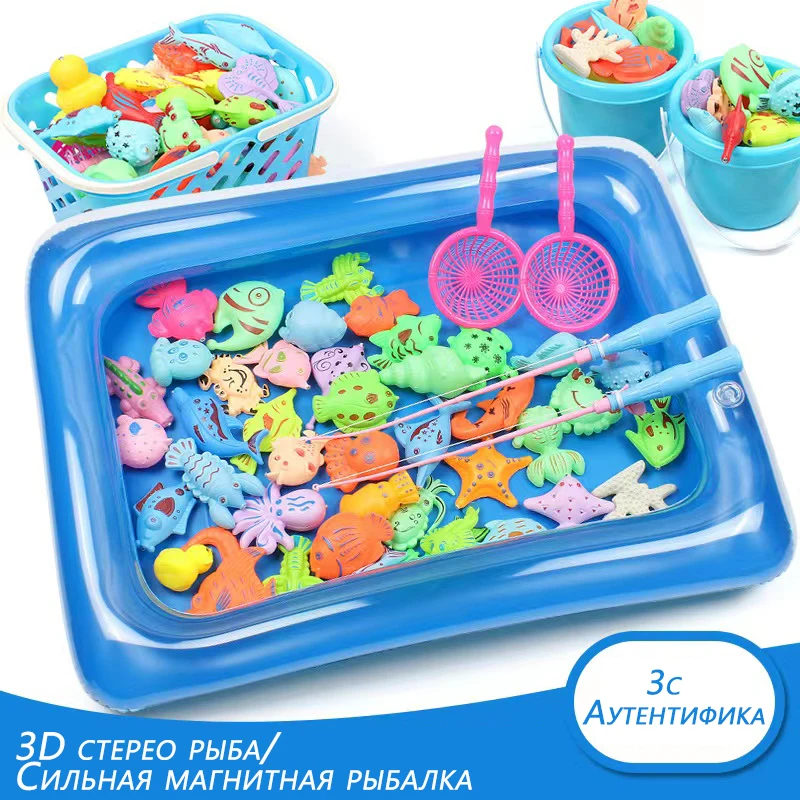 

Children Boy Girl Fishing Toy Set Suit Magnetic Play Water Baby Toys Fish Square Hot Gift For Kids Free Shipping GYH