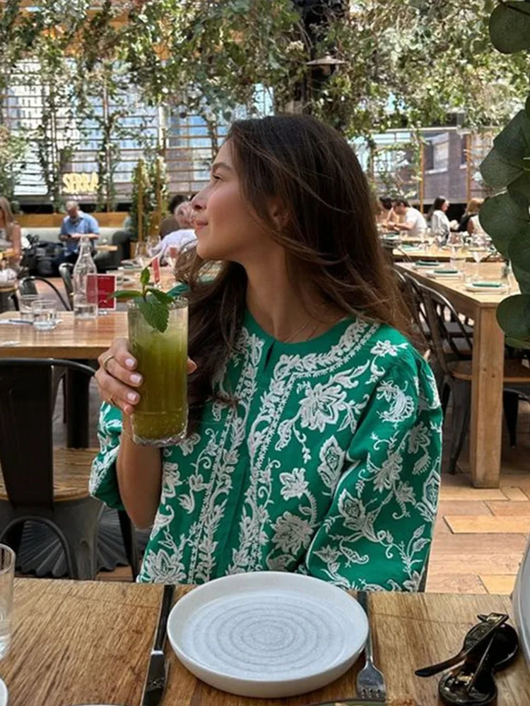 Элегантные женские комплекты с принтом и юбками повседневные топы круглым