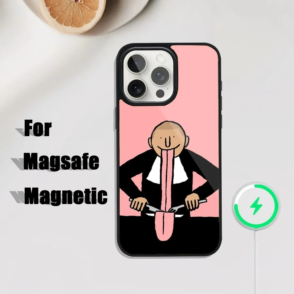 Чехол для телефона J-Jean Jullien iPhone 16 15 14 13 12 11 Plus Pro Max Mini Magsafe с магнитной беспроводной