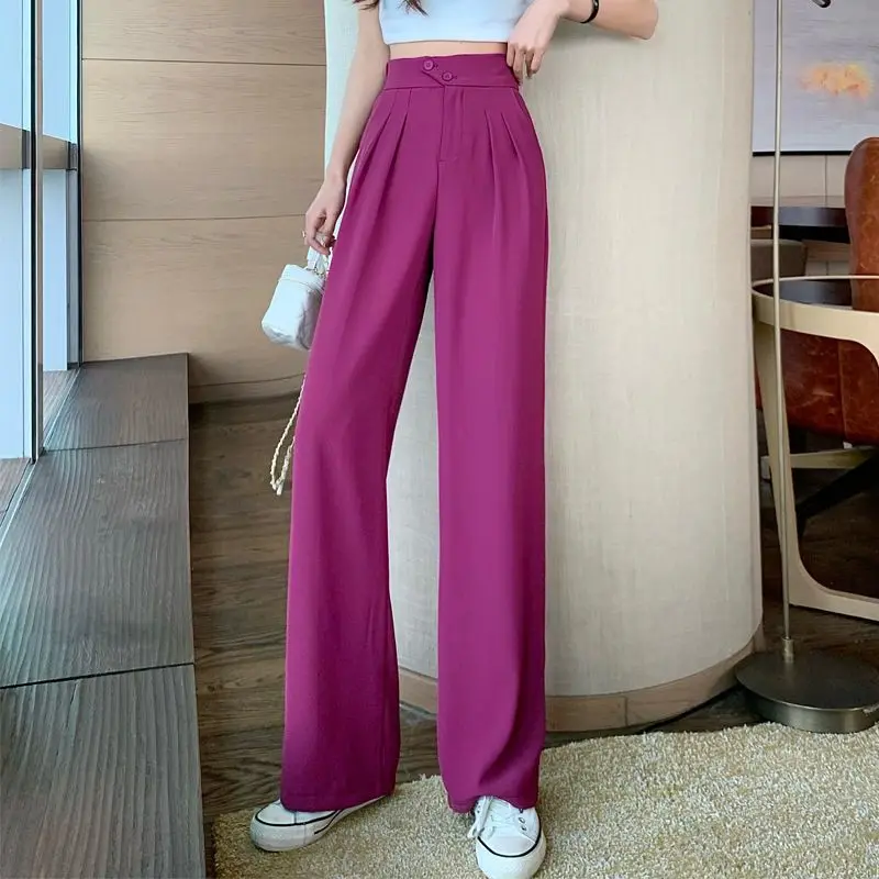 

Брюки женские летние из ледяного шелка, свободные штаны с завышенной талией и широкими штанинами, повседневные уличная одежда, A26