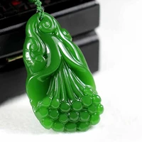 natural green hand carved magnolia flower jade pendant fashion boutique jewelry men and women necklace gift accessories