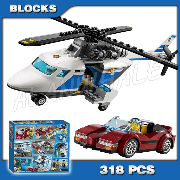 

318pcs Urban Cop High-speed Chase Pursuit Helicopter Sports Car 10656 Building Blocks Toy Bricks Compatible with Model