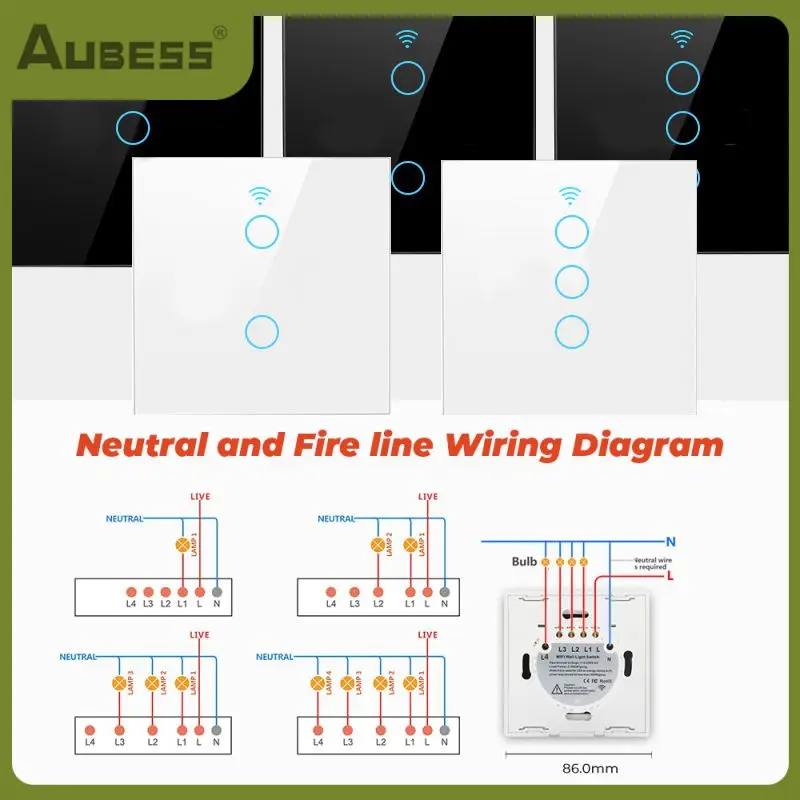 

Смарт-выключатель настенный беспроводной с поддержкой Wi-Fi и ду