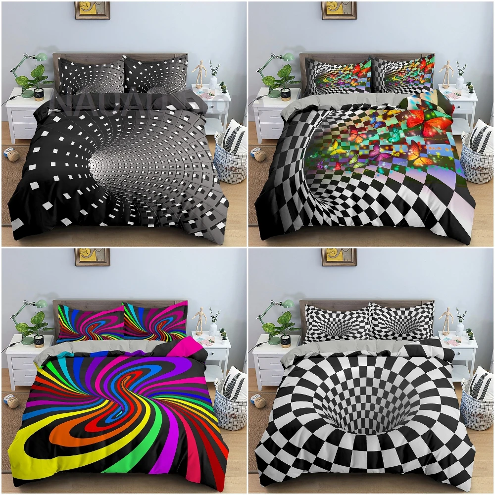 

Psychedelic Swirl Duvet Cover Set for Kids Adults Fractal Art Comforter Cover Abstract Artwork Bedding Set Luxury Quilt Cover