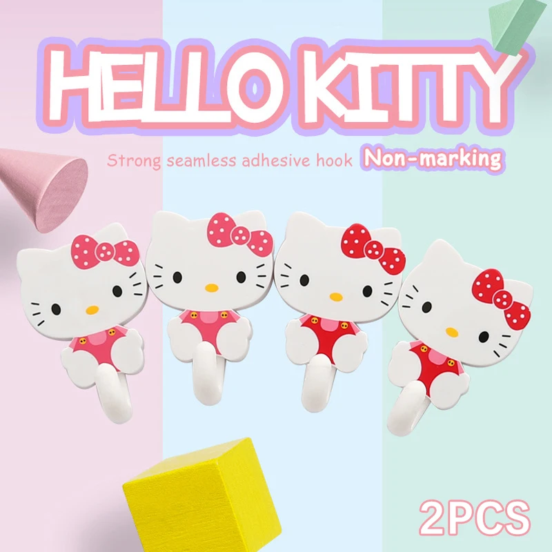 2 шт./набор самоклеящиеся крючки-вешалки Hello Kitty