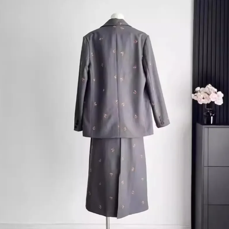 LiixuОсенняя элегантная элитная куртка Feelsuit утягивающая юбка с высокой талией