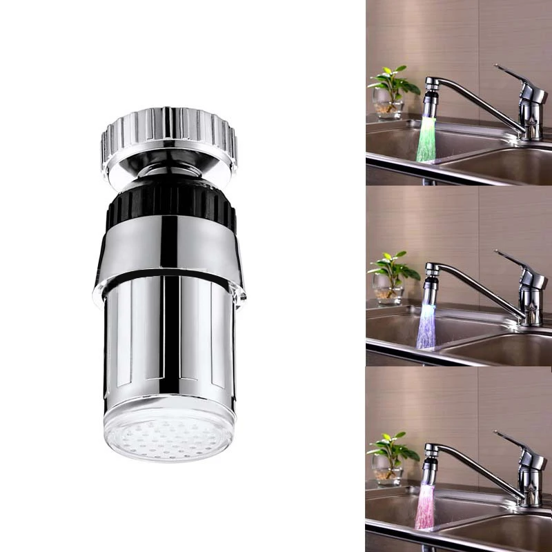 

Luminous LED Water Faucet Kitchen Bathroom Shower Tap Nozzle Head Colorful Change Temperature Sensor Light Faucet Accessories