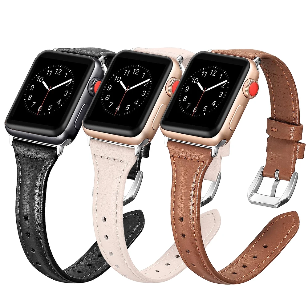 

Тонкая кожаная Петля для Apple Watch Series Ultra 8 7 6 5 4 3 se, ремешок для браслета iwatch 49 мм 44 мм 40 мм 45 мм 41 мм 42 мм 38 мм