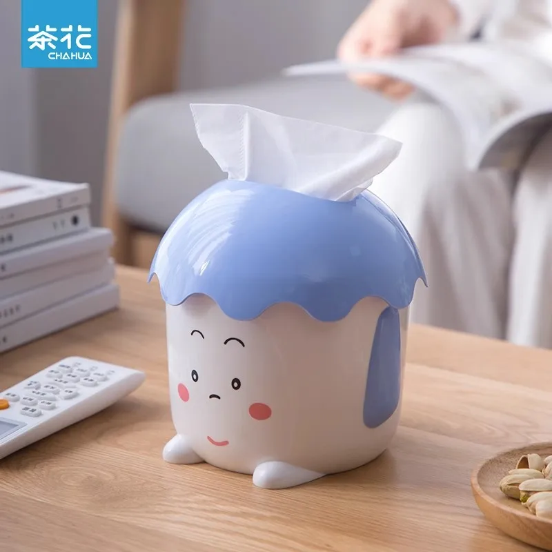 

Chahua Paper Extraction Box Home Living Room Creative Nordic Desktop Tissue Box Bedroom Cute Round Tissue Box